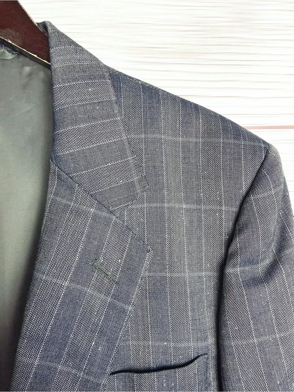 Pietrovanni Italy Wool Silk Suit Jacket Blazer Gray Blue EUR 52L US 42L